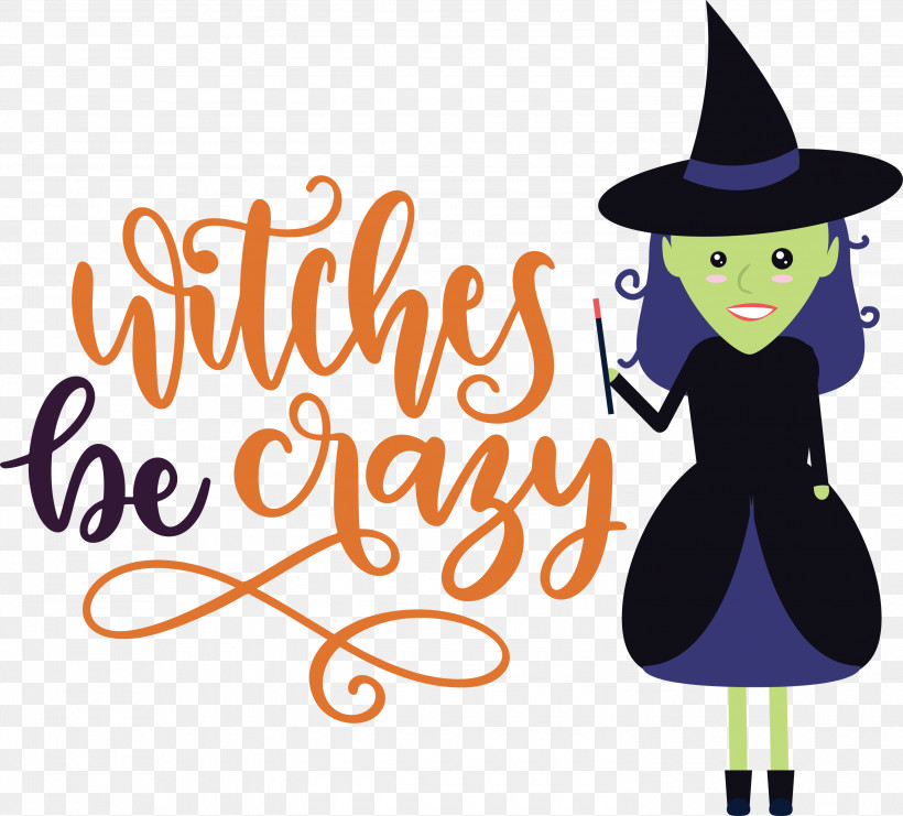 Happy Halloween Witches Be Crazy, PNG, 3000x2714px, Happy Halloween, Cartoon, Character, Happiness, Logo Download Free