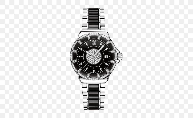 TAG Heuer Watch Diamond Quartz Clock Luneta, PNG, 500x500px, Tag Heuer, Bezel, Black, Black And White, Bling Bling Download Free