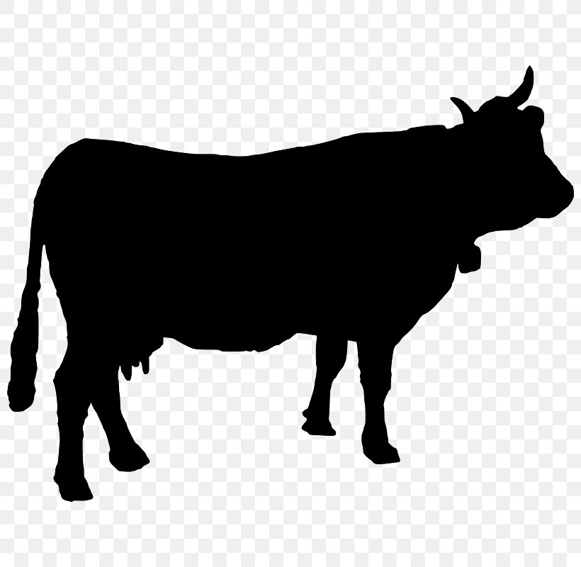 Holstein Friesian Cattle Silhouette Clip Art, PNG, 800x800px, Holstein Friesian Cattle, Black And White, Bull, Cattle, Cattle Like Mammal Download Free