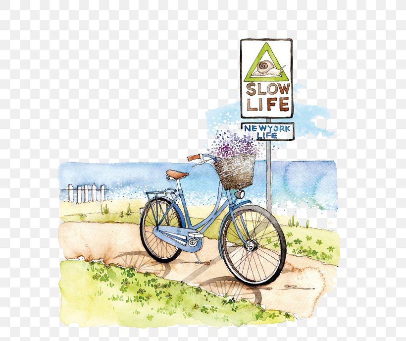 T-shirt Road Bicycle Watercolor Painting, PNG, 650x688px, Tshirt, Bicycle, Bicycle Accessory, Bicycle Basket, Bicycle Frame Download Free