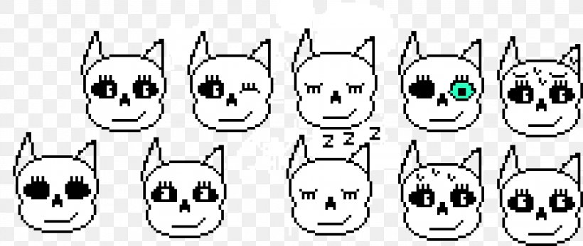 Pixel Art Emoticon Cartoon Monochrome, PNG, 2240x950px, Pixel Art, Black And White, Cartoon, Drawing, Emoticon Download Free