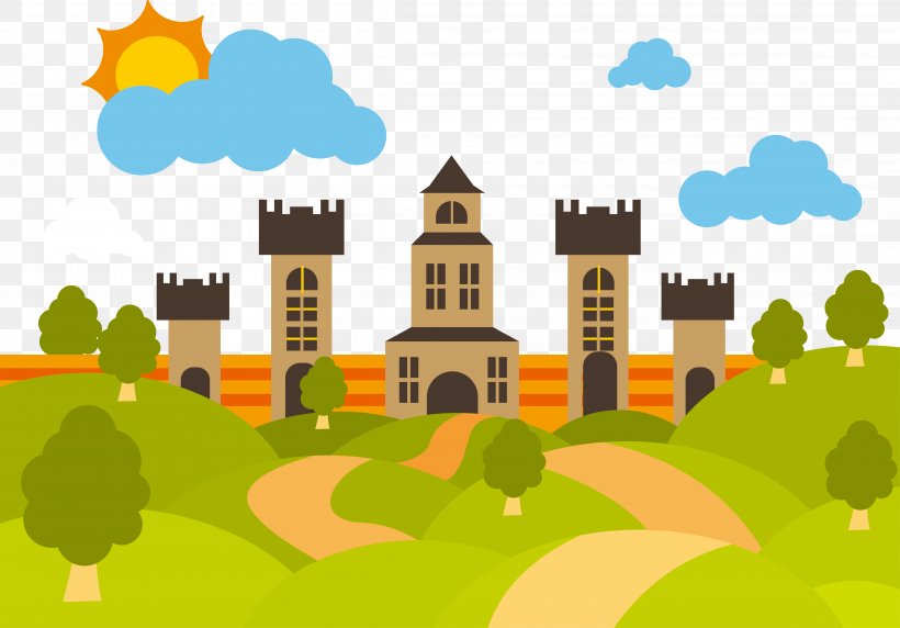 Adobe Illustrator Illustration, PNG, 4567x3189px, Castle, Artworks, Facade, Grass, Home Download Free