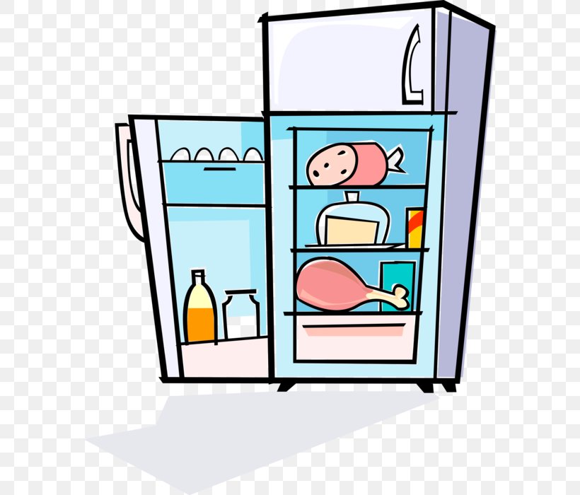 Clip Art Refrigerator Image Royalty-free Cartoon, PNG, 584x700px,  Refrigerator, Area, Artwork, Cartoon, Furniture Download Free