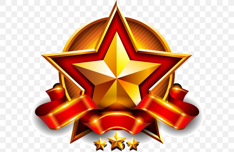 Red And Gold Ribbon Ball Star, PNG, 608x532px, Pentagram, Badge, Color, Creative Work, Geometric Shape Download Free