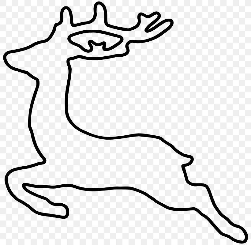Reindeer White-tailed Deer Santa Claus Clip Art, PNG, 800x800px, Deer, Antler, Area, Art, Black Download Free