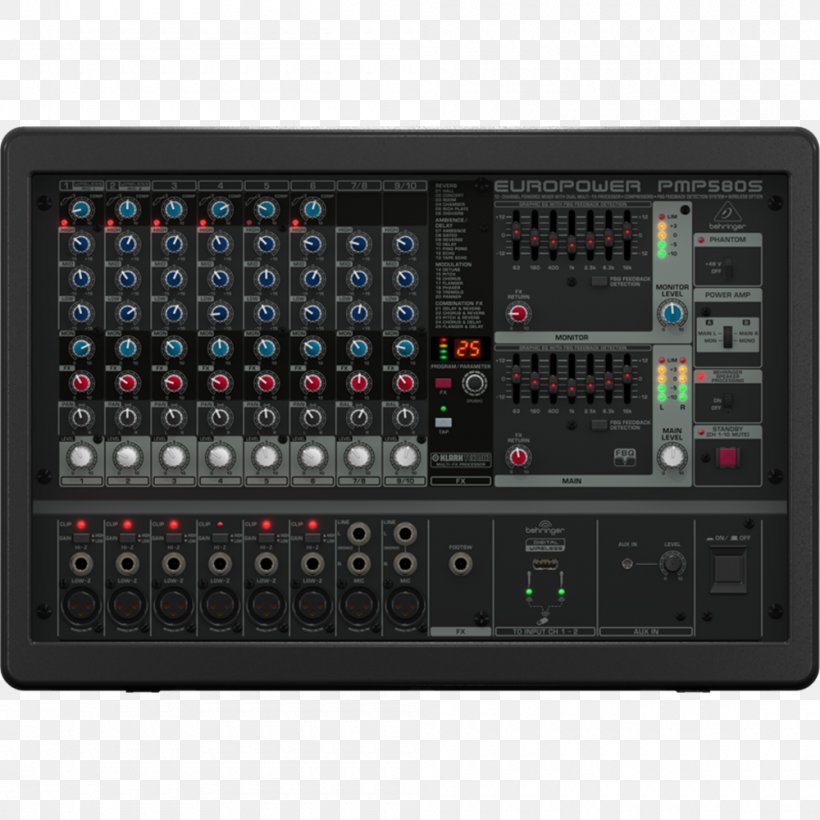 Behringer PMP580S Europower 500-Watt 10-Channel Powered Mixer Audio Mixers Public Address Systems, PNG, 1000x1000px, Watercolor, Cartoon, Flower, Frame, Heart Download Free