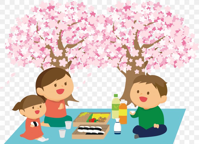 Hanami Cherry Blossom Cartoon Clip Art, PNG, 3840x2799px, Hanami, Architectural Engineering, Art, Cartoon, Cherry Blossom Download Free