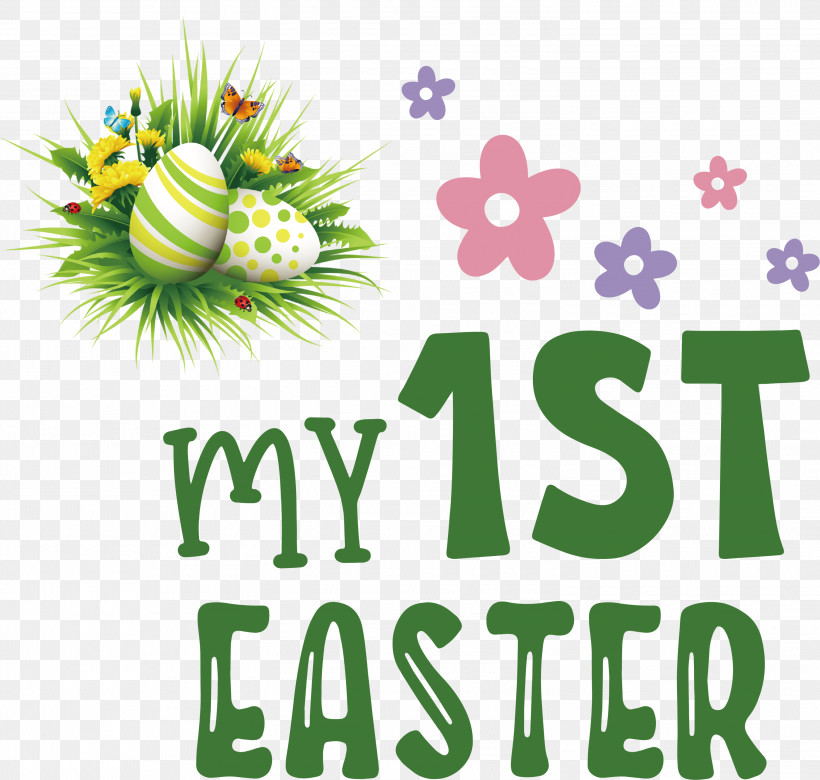 Happy Easter Day My 1st Easter, PNG, 3000x2855px, Happy Easter Day, Floral Design, Flower, Green, Logo Download Free