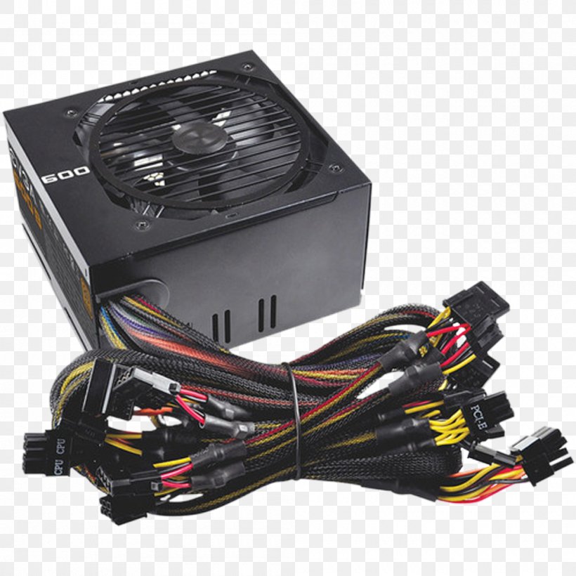 Power Supply Unit 80 Plus EVGA 500B PC Power Supply 210-GQ-0650-V2 Power Converters EVGA Corporation, PNG, 1000x1000px, 80 Plus, Power Supply Unit, Atx, Cable, Computer Download Free