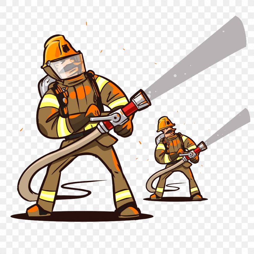 Firefighter Fire Hose Firefighting, PNG, 1000x1000px, Firefighter, Cartoon, Fire, Fire Department, Fire Extinguisher Download Free