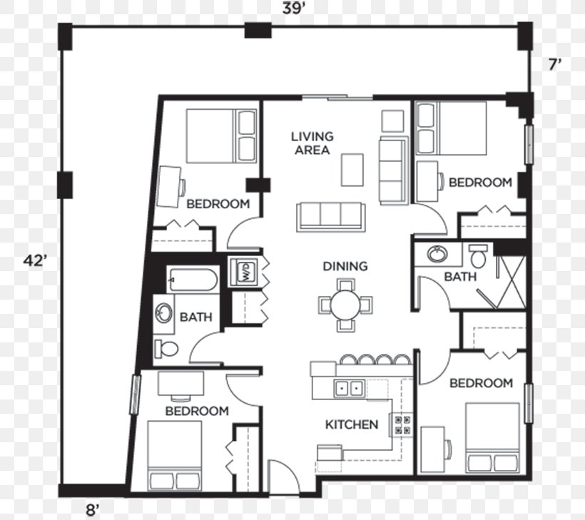Floor Plan White, PNG, 755x729px, Floor Plan, Area, Black And White, Diagram, Drawing Download Free
