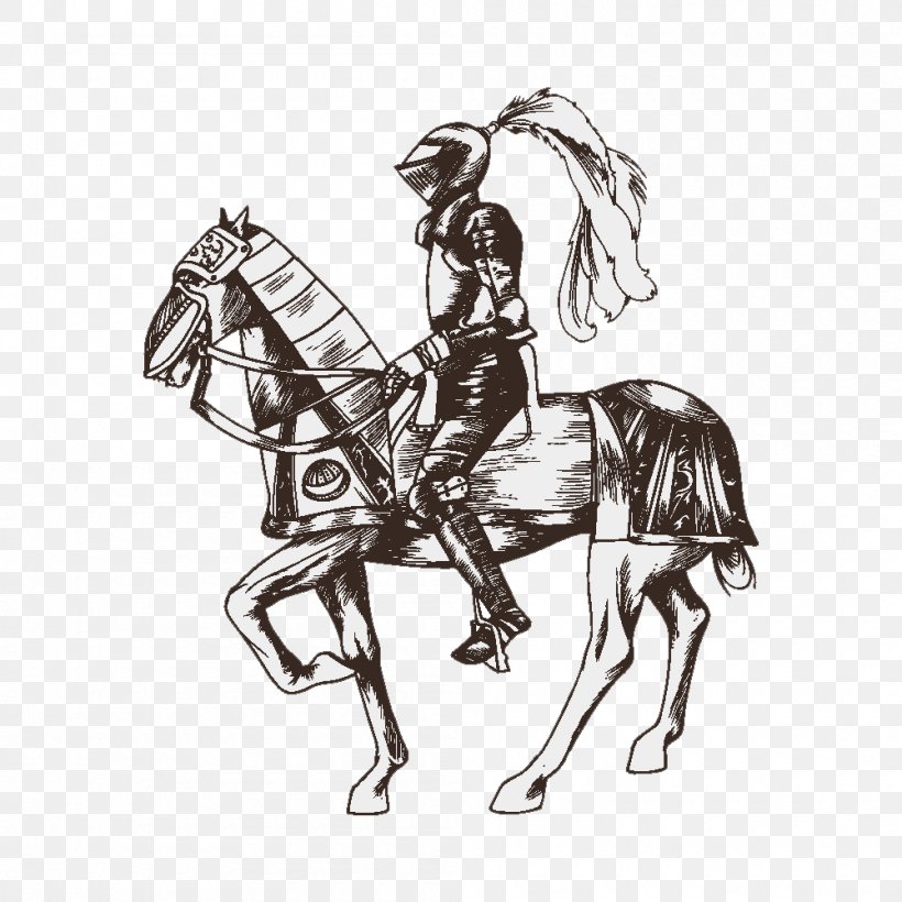 Middle Ages Knight, PNG, 1000x1000px, Middle Ages, Art, Bit, Black And White, Bridle Download Free