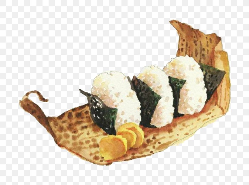 Sushi Japanese Cuisine Onigiri Gimbap Painting, PNG, 736x609px, Sushi, Appetizer, Art, Asian Food, Comfort Food Download Free