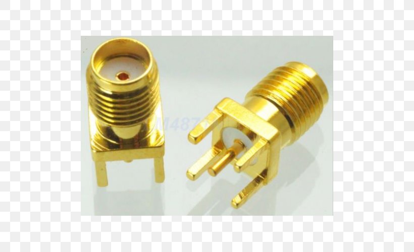 SMA Connector Electrical Connector RF Connector Printed Circuit Board Coaxial Cable, PNG, 500x500px, Sma Connector, Adapter, Brass, Coaxial Cable, Electrical Cable Download Free
