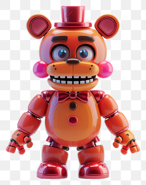 Fnaf Freddy Fazbear - Red Animatronic Bear With Hat PNG