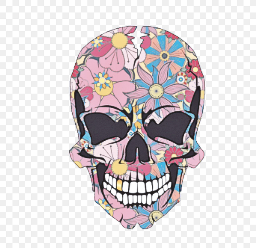 Skull Bone Head Pink Pattern, PNG, 740x795px, Skull, Bone, Head, Pink Download Free