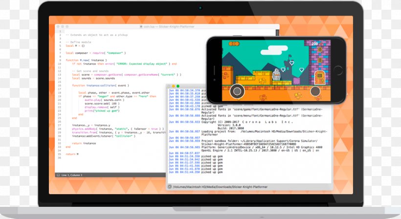 Corona Game Engine Video Game Development Cross-platform Mobile App Development, PNG, 886x485px, Corona, Brand, Communication, Computer, Computer Monitor Download Free