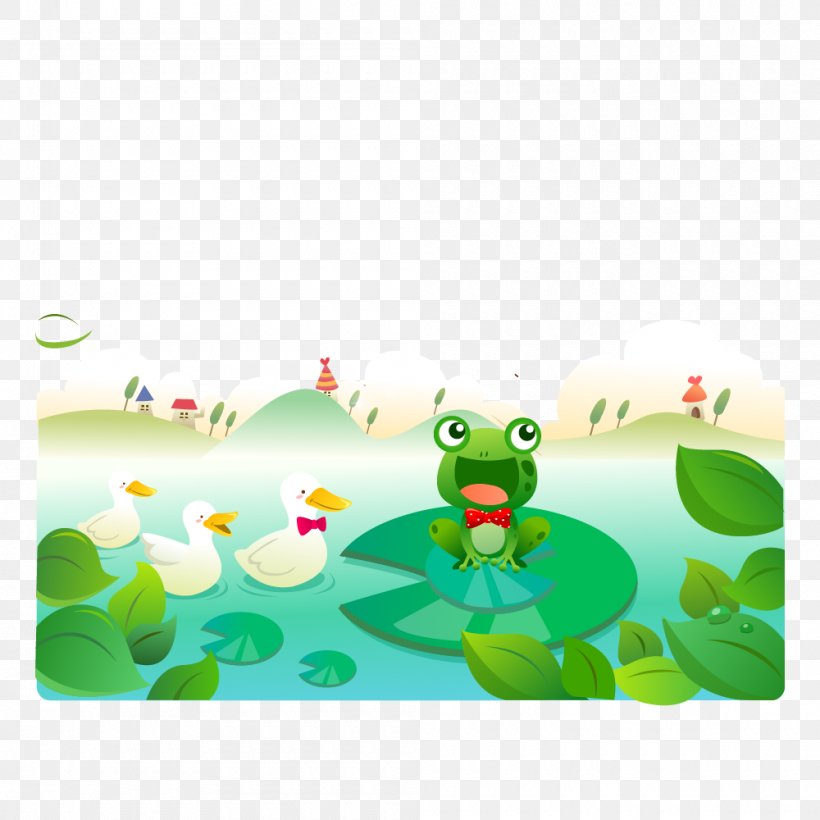 Pond Image Cartoon Vector Graphics Illustration, PNG, 1000x1000px, Pond, Amphibian, Animated Cartoon, Animation, Cartoon Download Free