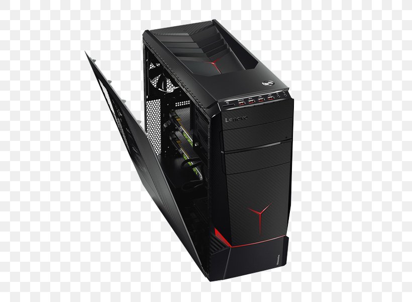 Lenovo IdeaCentre Y900 Desktop Computers Gaming Computer Lenovo 90H Legion Y720T-34ASU Desktop Computer, PNG, 590x600px, Desktop Computers, Computer Case, Computer Component, Computer Cooling, Computer Hardware Download Free