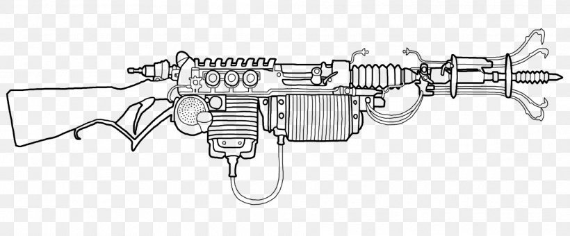 Gun Barrel Firearm Technology Machine Line Art, PNG, 1869x776px, Gun Barrel, Black And White, Drawing, Firearm, Gun Download Free
