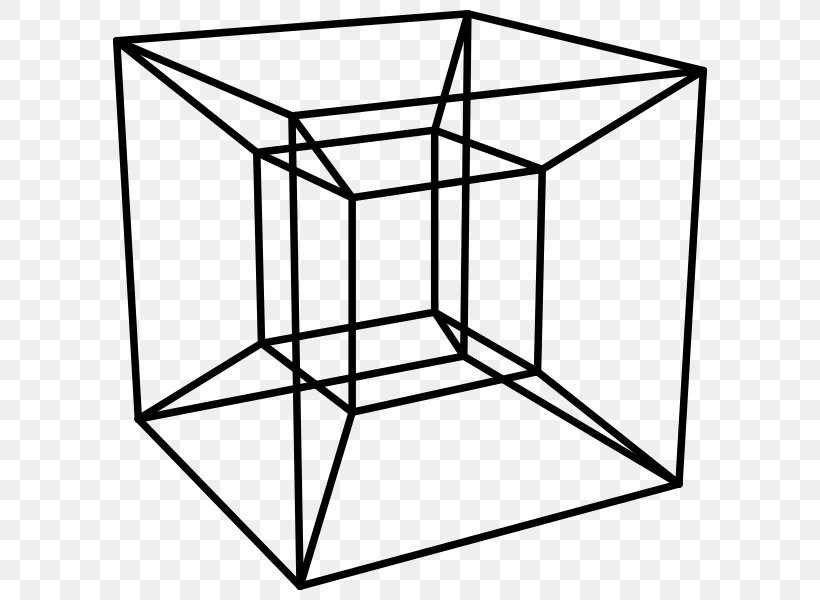 Tesseract Four-dimensional Space Hypercube, PNG, 600x600px, Tesseract, Area, Black And White, Charles Howard Hinton, Cube Download Free