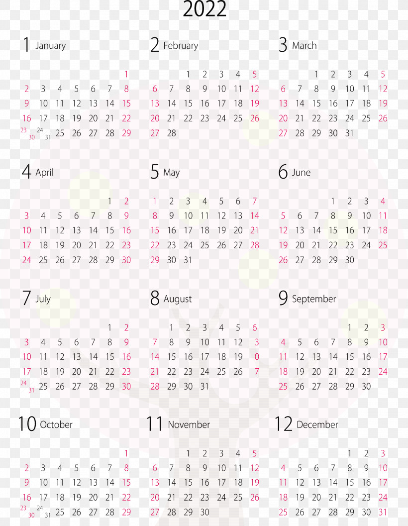 2022 Yearly Calendar Printable 2022 Yearly Calendar, PNG, 2326x3000px, 2018, 2019, Calendar System, August, July Download Free