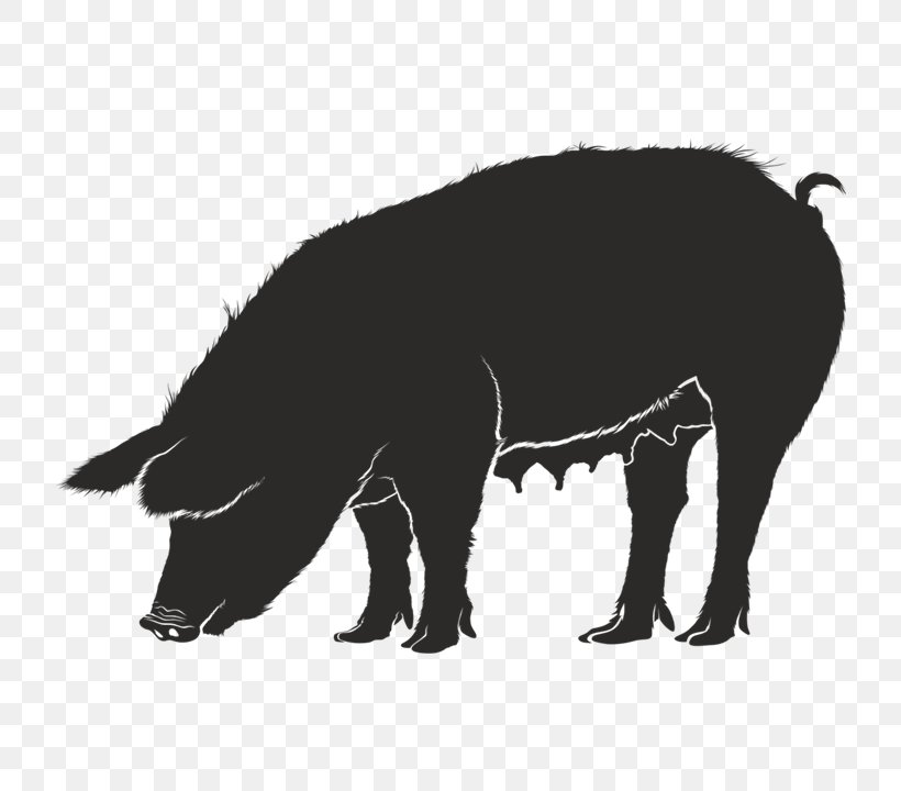 Domestic Pig Guinea Pig Silhouette Clip Art, PNG, 720x720px, Domestic Pig, Black And White, Cattle Like Mammal, Drawing, Fauna Download Free