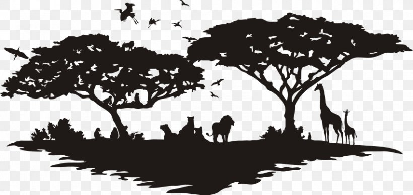 Wall Decal Sticker Africa, PNG, 850x403px, Wall Decal, Africa, Black And White, Branch, Decal Download Free