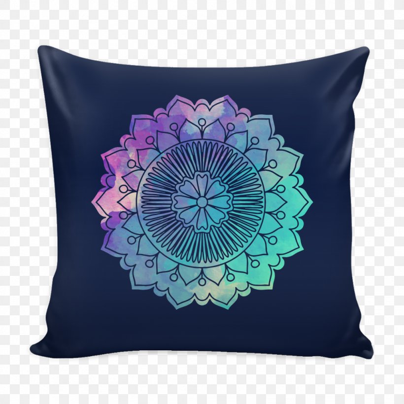 Throw Pillows Cushion New Look Watercolor Painting, PNG, 1024x1024px, Pillow, Cushion, Mandala, New Look, Purple Download Free
