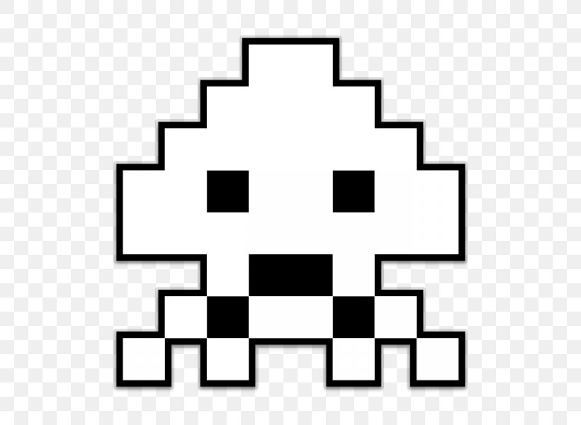 Space Invaders Pac-Man Galaxian Sticker Extraterrestrial Life, PNG, 600x600px, Space Invaders, Arcade Game, Area, Atari, Black Download Free