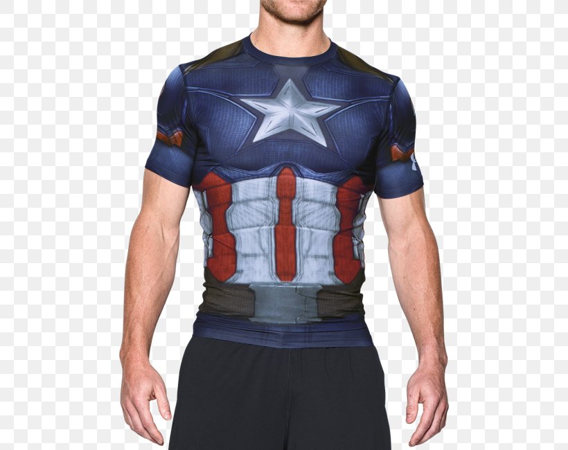 Captain America T-shirt Hulk Under Armour Spider-Man, PNG, 615x650px, Captain America, Arm, Captain America Civil War, Cleat, Clothing Download Free