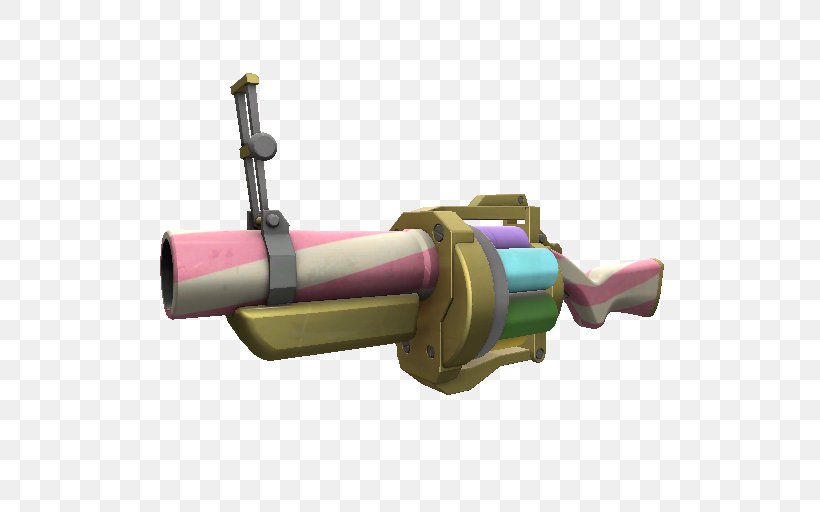 Team Fortress 2 Grenade Launcher Weapon Video Games, PNG, 512x512px, Team Fortress 2, Cylinder, Grenade, Grenade Launcher, Hardware Download Free