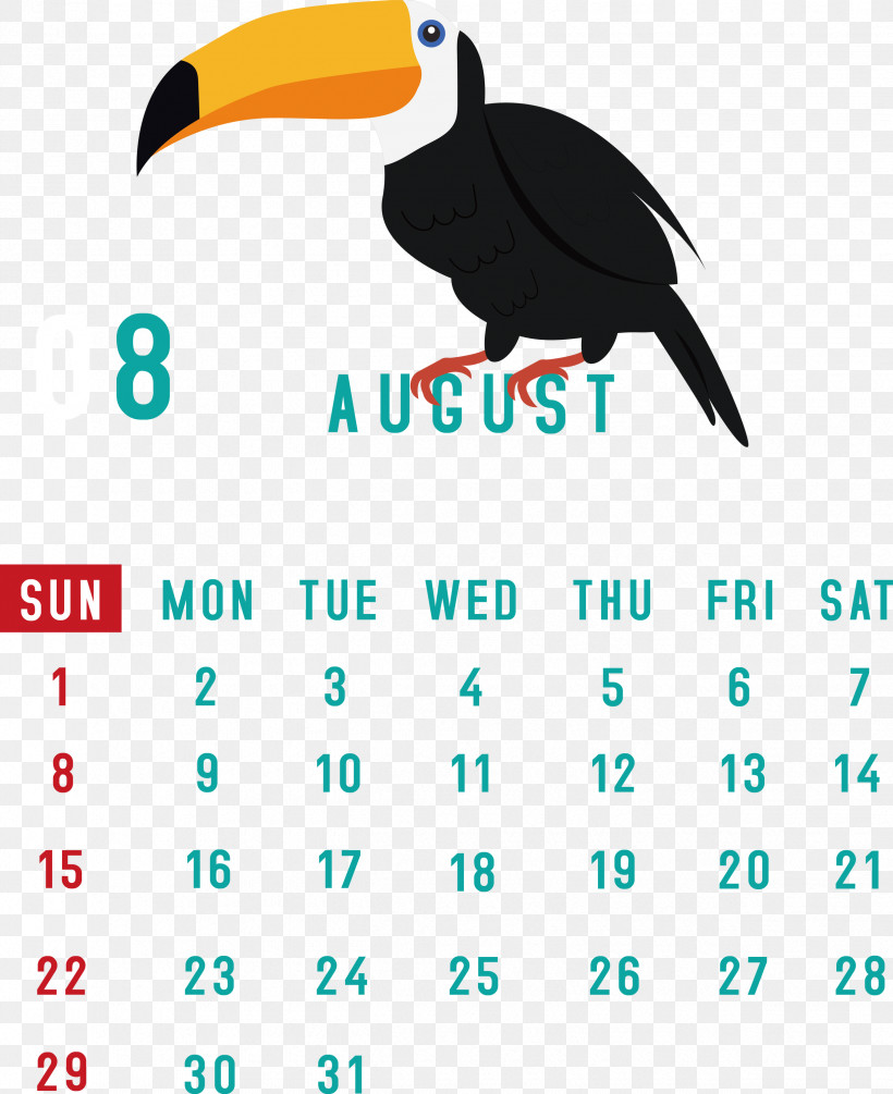 August 2021 Calendar August Calendar 2021 Calendar, PNG, 2445x2999px, 2021 Calendar, Beak, Biology, Birds, Calendar System Download Free