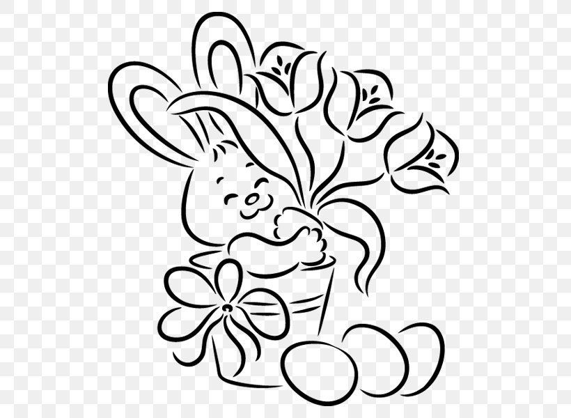 Black And White Flower, PNG, 600x600px, Easter Bunny, Black, Blackandwhite, Bugs Bunny, Child Download Free