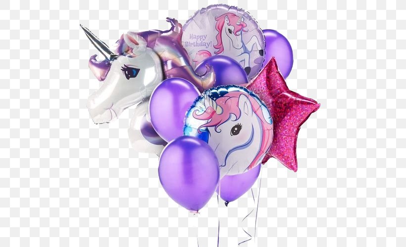 Toy Balloon Unicorn Birthday Party, PNG, 500x500px, Watercolor, Cartoon, Flower, Frame, Heart Download Free