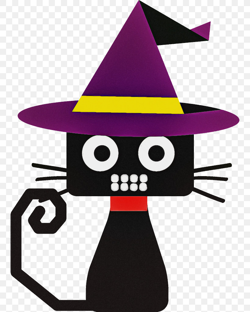 Black Cat Halloween Cat, PNG, 752x1024px, Black Cat, Cat, Cone, Costume Accessory, Costume Hat Download Free
