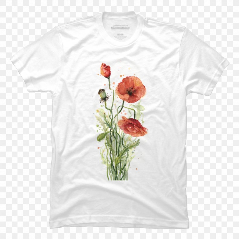 Poppy Watercolor Painting Floral Design Flower T-shirt, PNG, 1800x1800px, Poppy, Art, Canvas, Clothing, Common Poppy Download Free