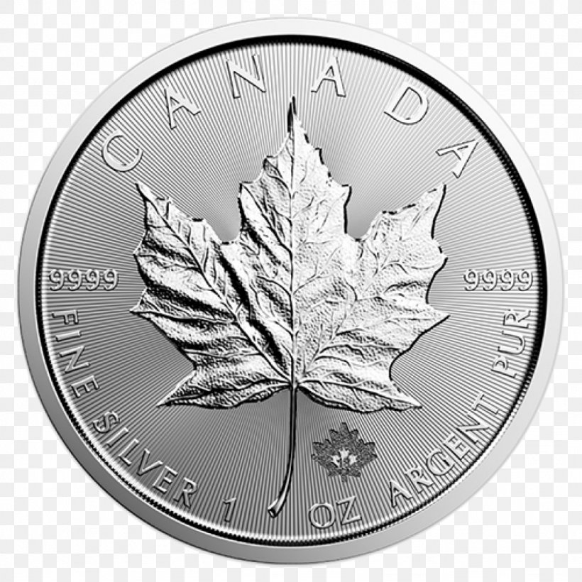 Canadian Silver Maple Leaf Canadian Gold Maple Leaf Bullion Coin, PNG, 1024x1024px, Canadian Silver Maple Leaf, Black And White, Bullion, Bullion Coin, Canadian Gold Maple Leaf Download Free