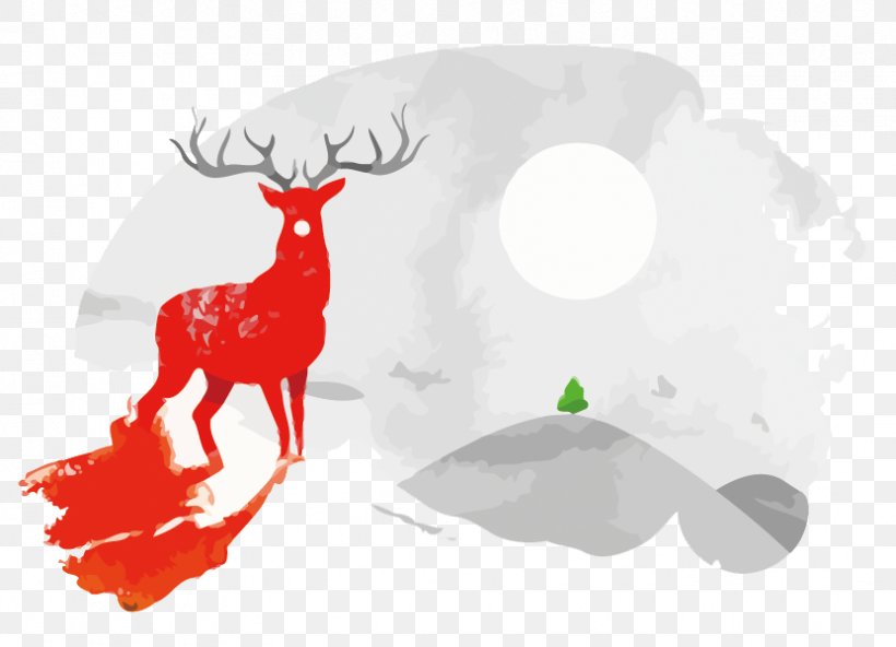 Reindeer Graphic Design Illustration, PNG, 831x600px, Reindeer, Antler, Art, Behance, Deer Download Free