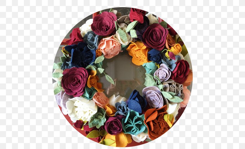 Wreath Cut Flowers Floral Design Felt, PNG, 500x500px, Wreath, Christmas, Craft, Cut Flowers, Decor Download Free