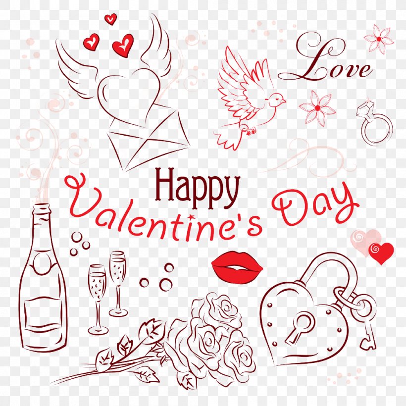 Valentine's Day Heart Gift Illustration, PNG, 1000x1000px, Valentine S Day, Drinkware, Falling In Love, Gift, Heart Download Free