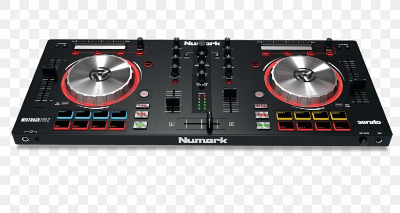 DJ Controller Numark Industries Disc Jockey Audio Mixers, PNG, 1202x642px, Dj Controller, Audio, Audio Equipment, Audio Mixers, Audio Receiver Download Free