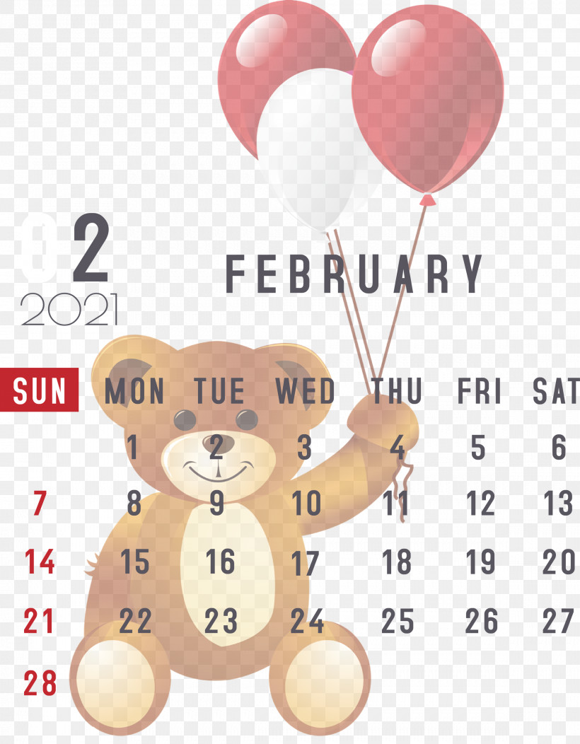 February 2021 Printable Calendar February Calendar 2021 Calendar, PNG, 2337x3000px, 2021 Calendar, Balloon, Cartoon, Geometry, Line Download Free