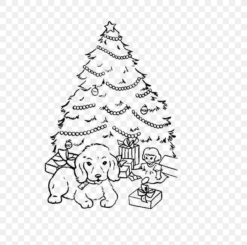 Coloring Book Puppy Christmas Tree, PNG, 600x812px, Coloring Book, Adult, Area, Art, Black And White Download Free