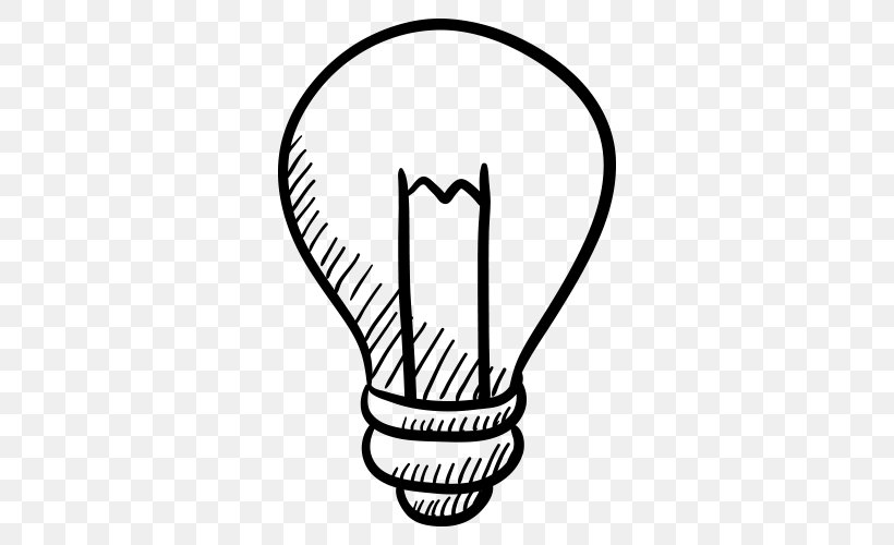 Incandescent Light Bulb Symbol Sketch, PNG, 500x500px, Incandescent Light Bulb, Black, Black And White, Drawing, Finger Download Free