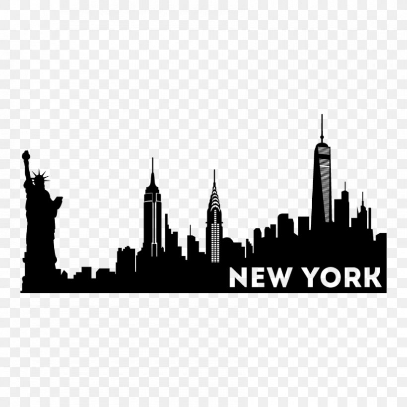 New York City New City Skyline Silhouette, PNG, 850x850px, New York City, Black And White, Brand, City, Drawing Download Free