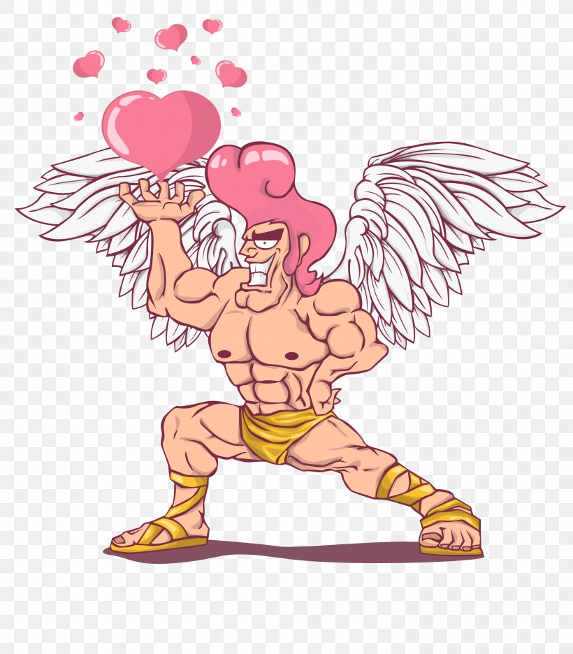Cupid Cartoon Illustration, PNG, 2917x3333px, Watercolor, Cartoon, Flower, Frame, Heart Download Free
