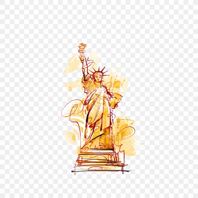 Statue Of Liberty Watercolor Painting Cartoon Illustration, PNG, 2362x2362px, Statue Of Liberty, Art, Cartoon, Drawing, Monument Download Free