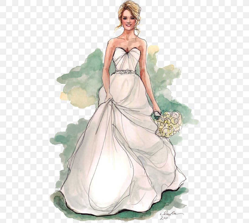 Drawing Wedding Dress Sketch, PNG, 494x734px, Watercolor, Cartoon, Flower, Frame, Heart Download Free