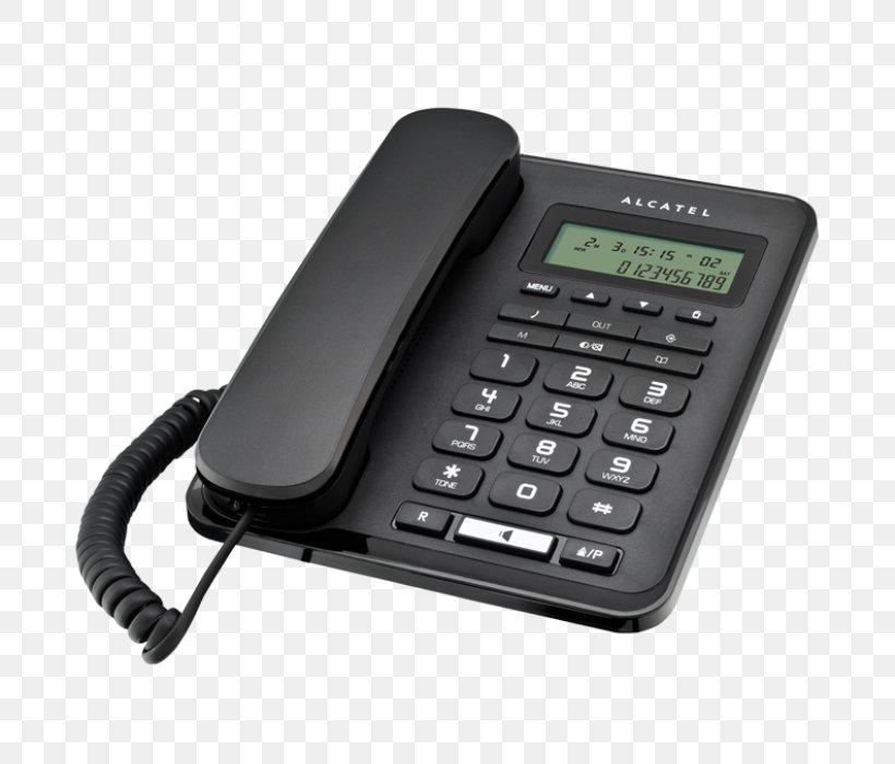 Alcatel Mobile Home & Business Phones Telephone Digital Enhanced Cordless Telecommunications Speakerphone, PNG, 700x700px, Alcatel Mobile, Answering Machine, Att Trimline 210m, Caller Id, Corded Phone Download Free